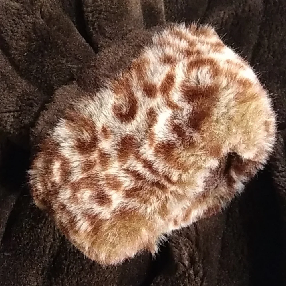 Girls faux fur leopard swing coat for winter fleece lined zipper & 4 buttons